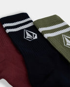 Mens Retro Stone 3 Pack Crew Socks