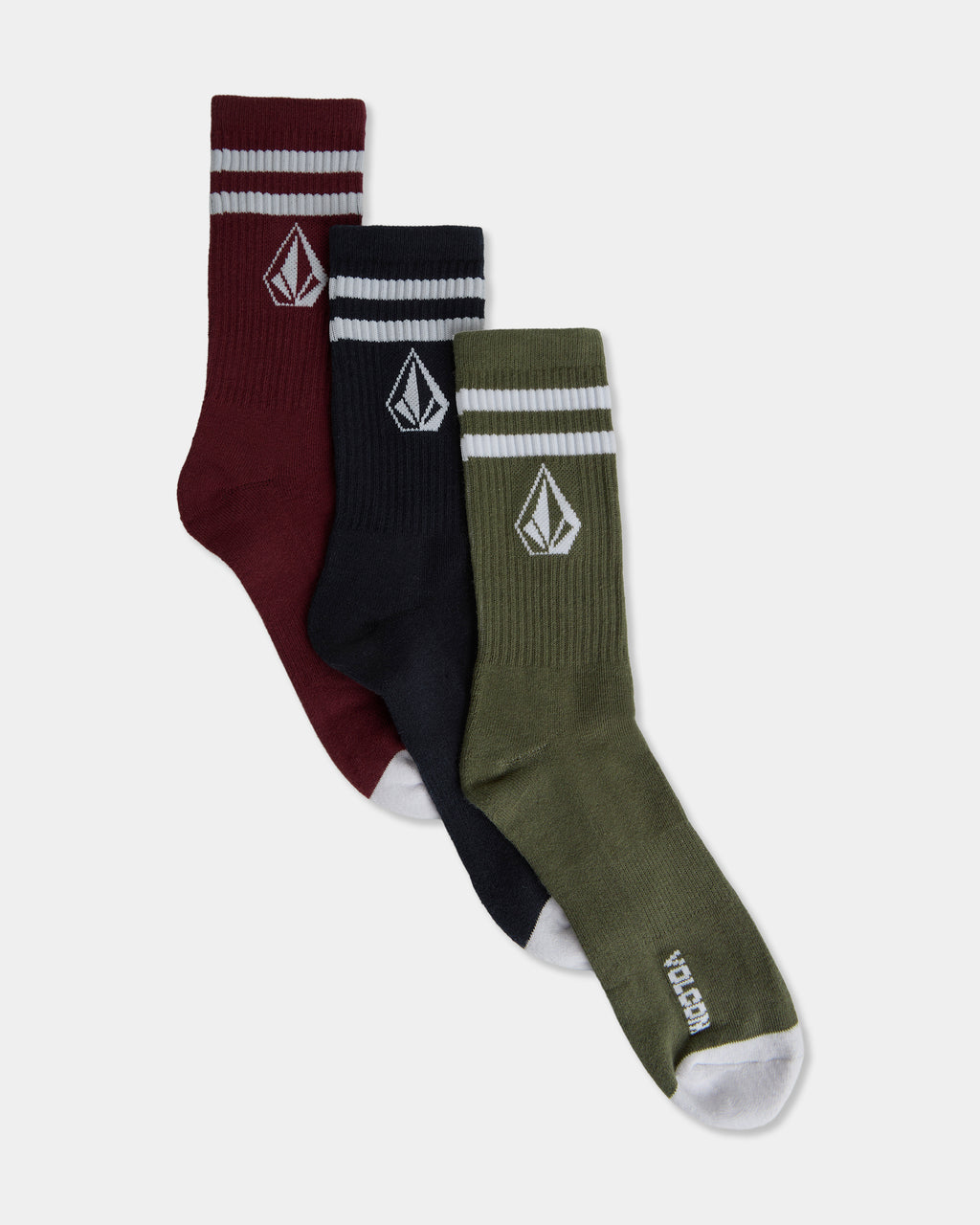 Mens Retro Stone 3 Pack Crew Socks