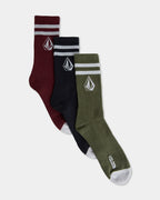 Mens Retro Stone 3 Pack Crew Socks