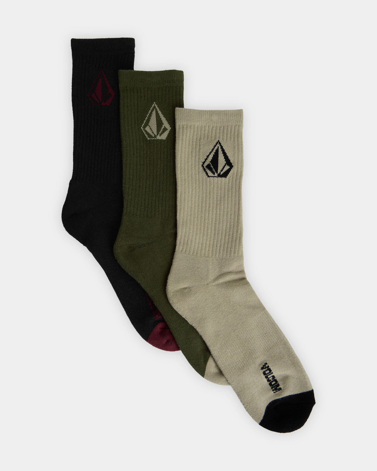 Mens Stone 3 Pack Crew Socks