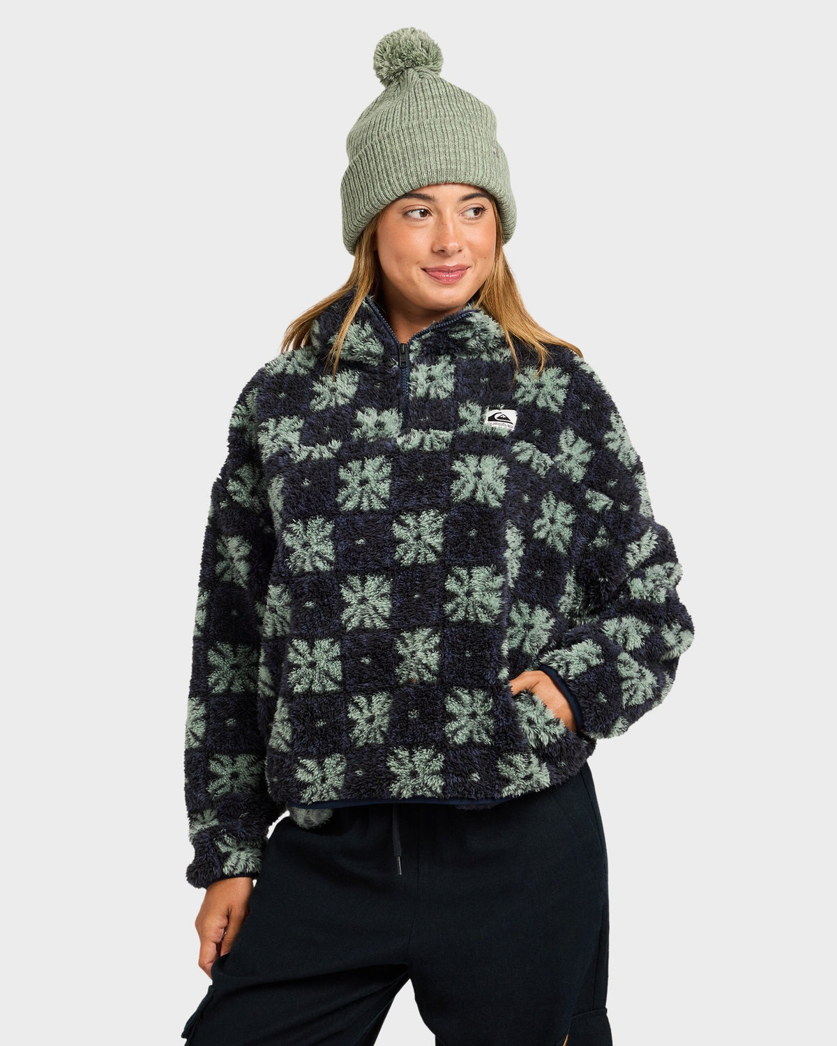 Womens Winter Sherpa Quarter zip Fleece Jumper