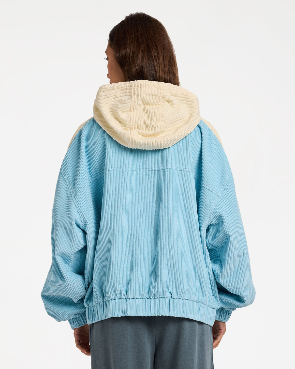 Womens Duo Cord Zip Up Hoodie Jacket