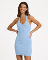 Womens Base Rib Halter Mini Dress