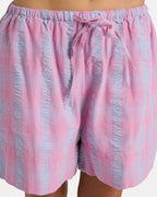 Womens Phoebe Check Elastic Waist Shorts