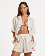 Womens Hibiscus Elastic Waist Shorts