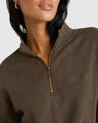 Womens RVCA County 1/4 Zip Crew Neck