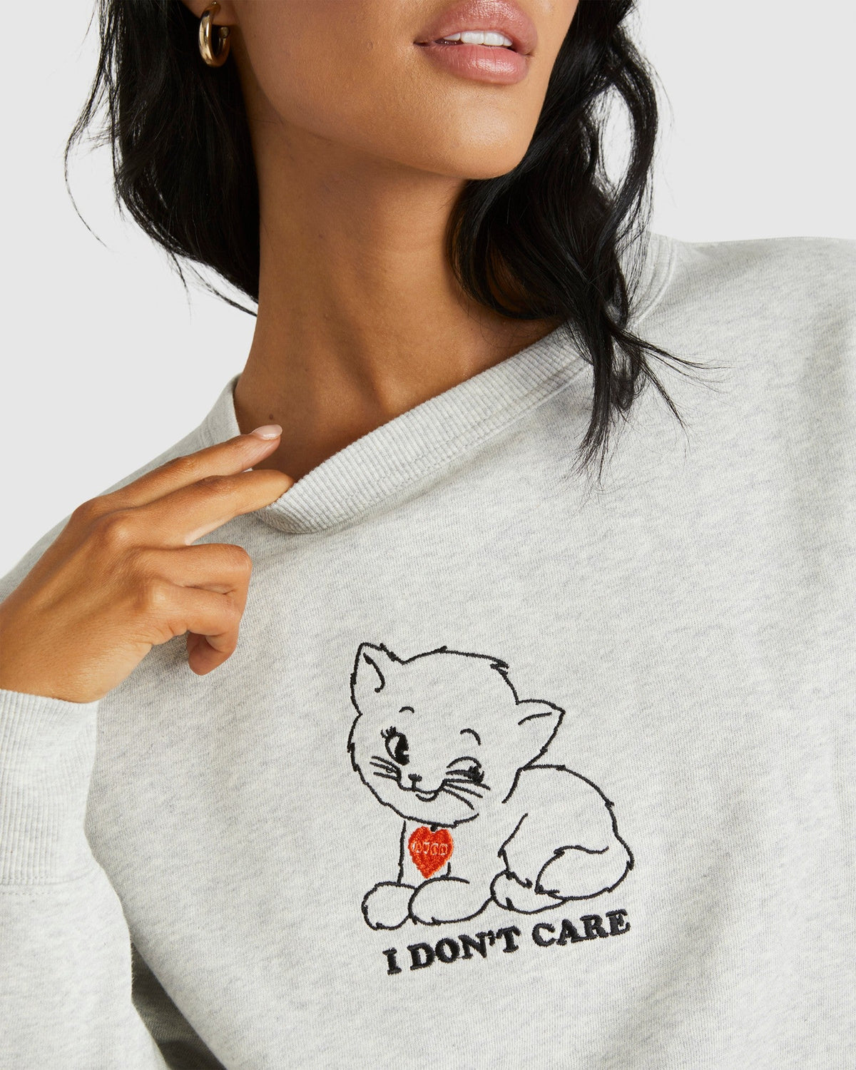 Womens I Dont Care Crew Neck Neck