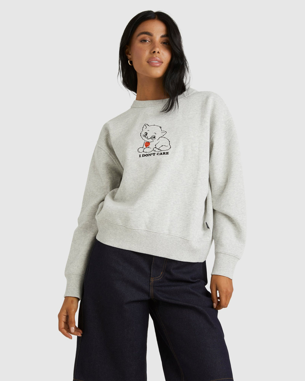 Womens I Dont Care Crew Neck Neck