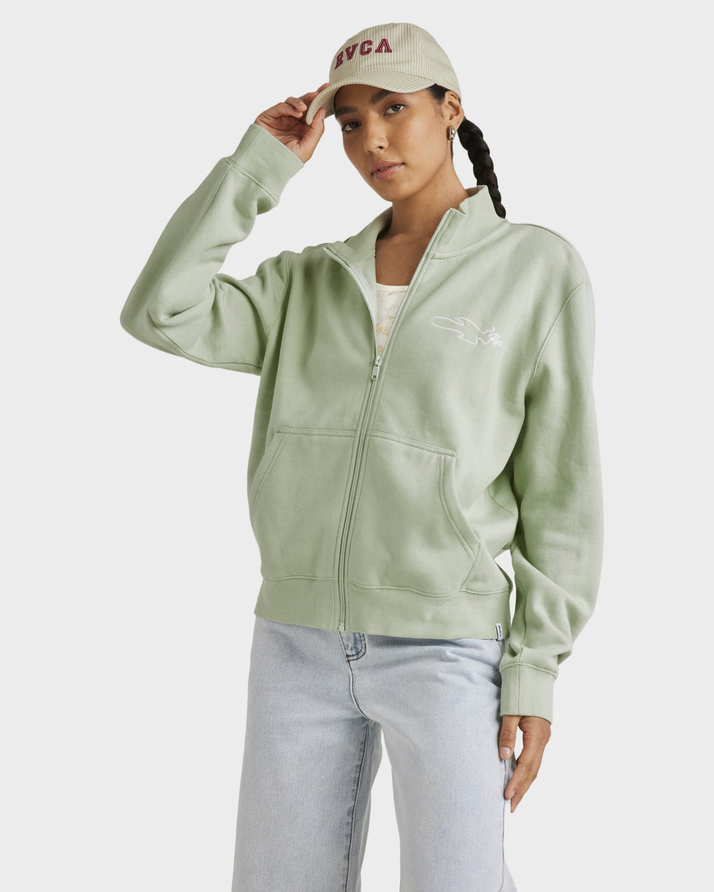Womens Matcha Slouched Fleece Jacket