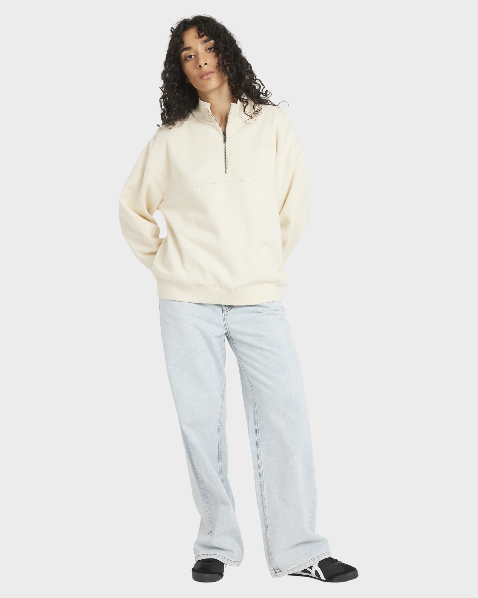 Womens RVCA 1/4 Zip Fleece Pullover Sweatshirt