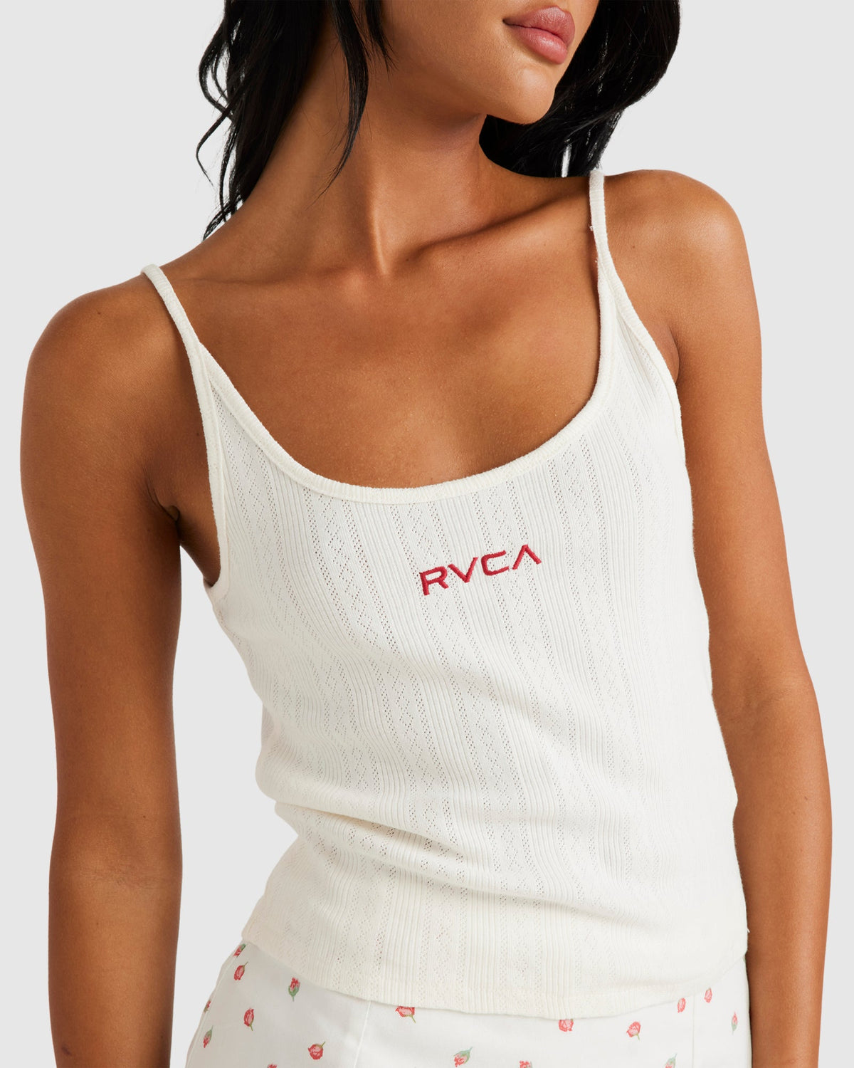 Womens Rose Bud Pointelle Tank Top