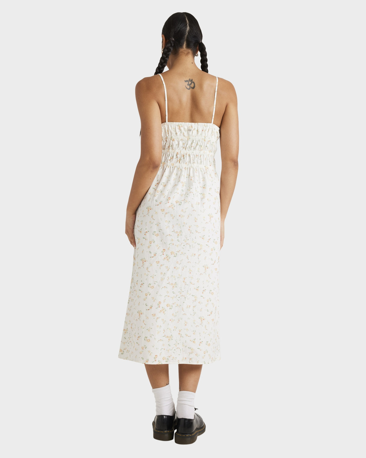 Womens Blurred Ditsy Gathered Midi Midi Dress