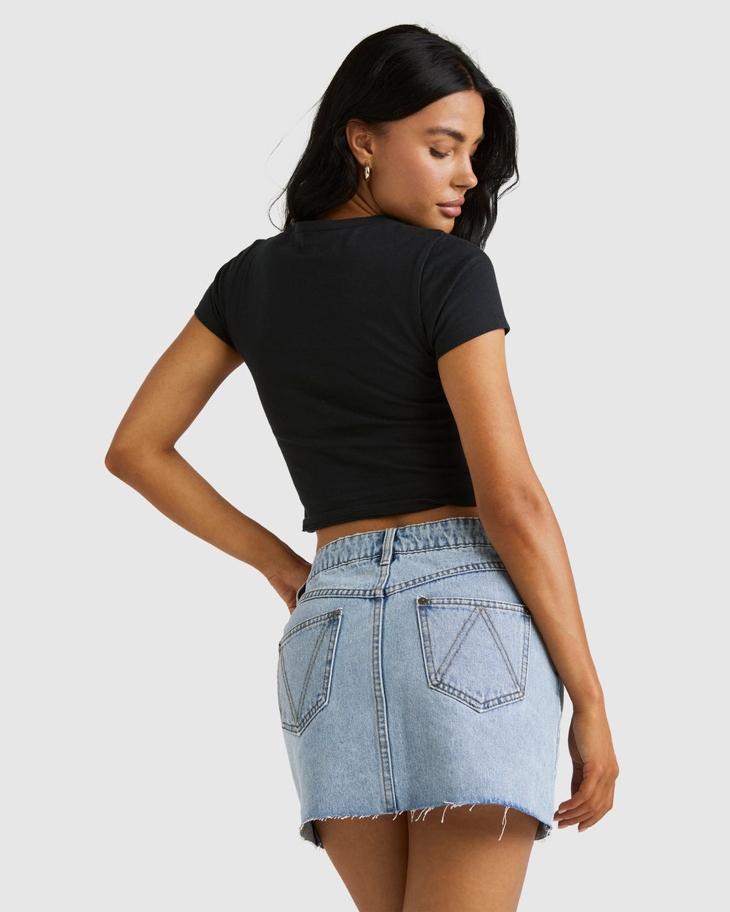 Womens Mid Rise Denim Skirt