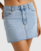 Womens Mid Rise Denim Skirt
