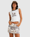 Womens Kyoto Mid Rise Mini Skirt