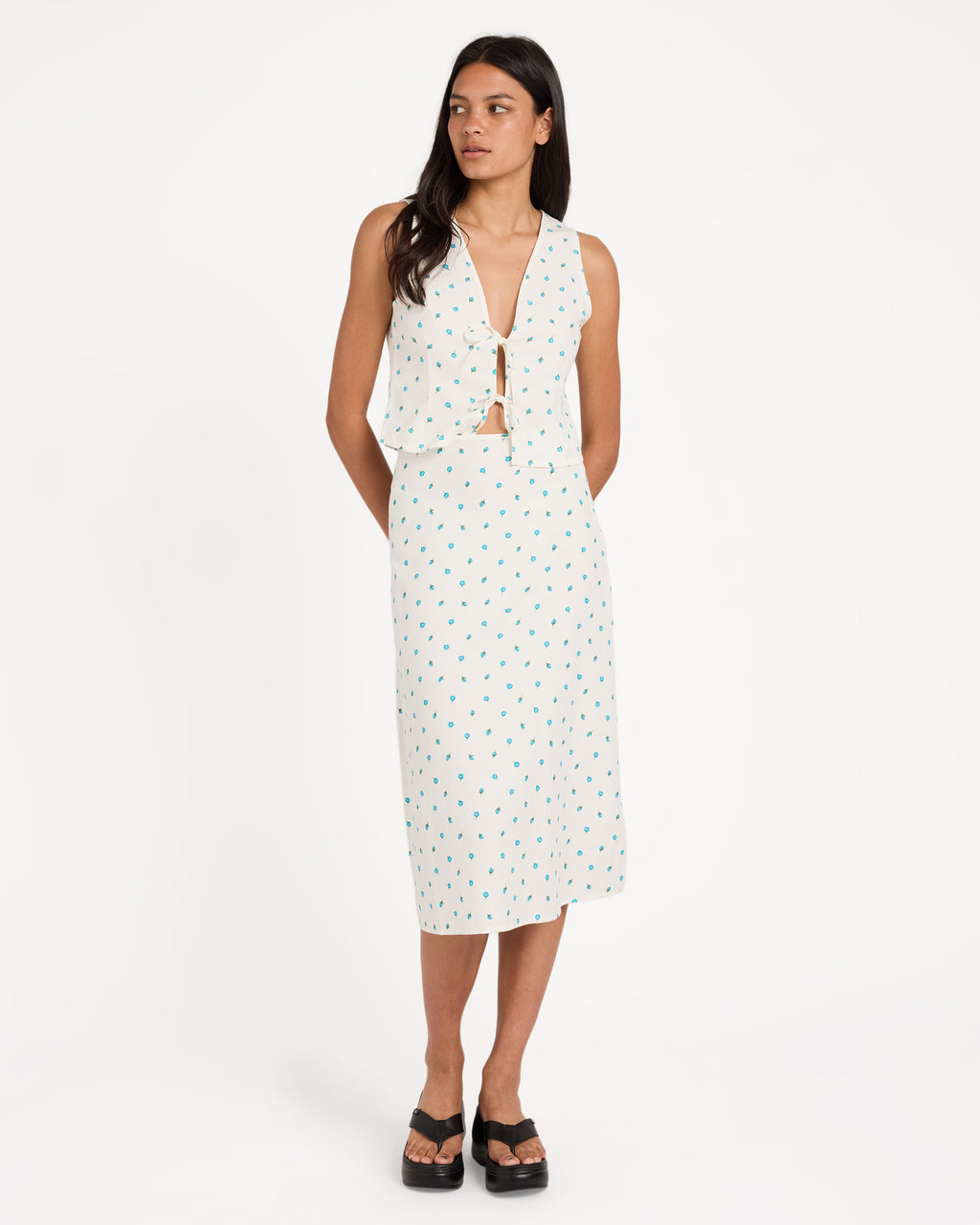 Womens Rose Bud Annika Midi Skirt
