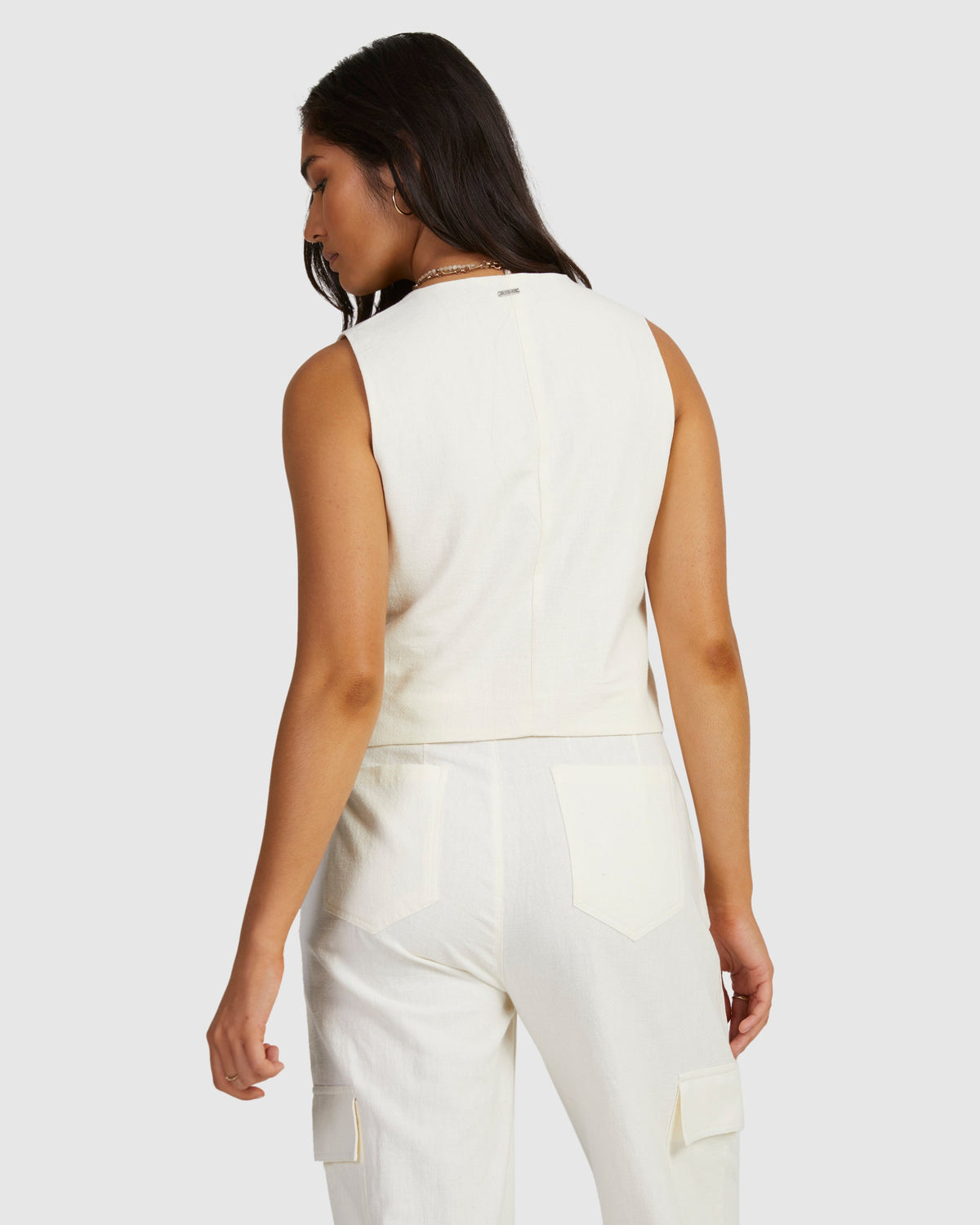 Womens Beats Linen Waistcoat Top