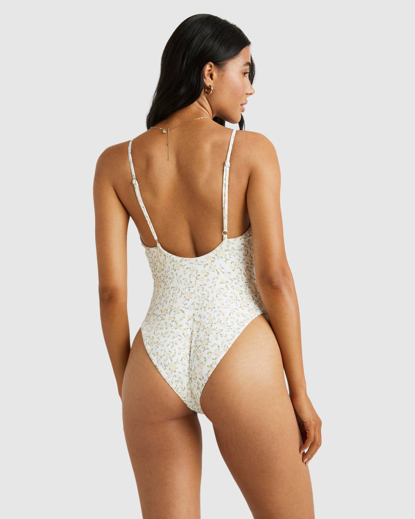 Womens Ditsy Rib One Piece Swimsuit