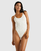 Womens Ditsy Rib One Piece Swimsuit