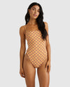 Womens Deco Tubular One Piece Swimsuit