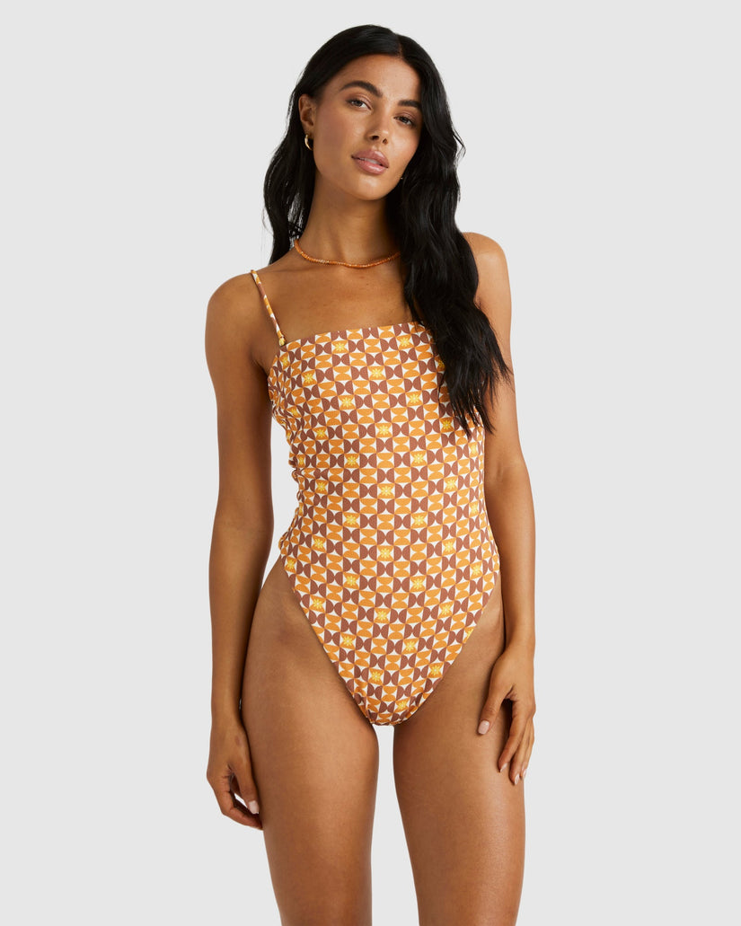 Womens Deco Tubular One Piece Swimsuit