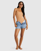 Womens Deco Tubular One Piece Swimsuit