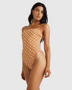 Womens Deco Tubular One Piece Swimsuit