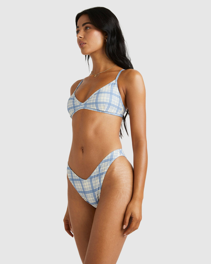 Womens Vintage Plaid Tri Crossback Bikini Top