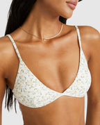 Womens Ditsy Rib Fixed Tri Bikini Top