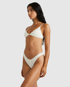 Womens Ditsy Rib Fixed Tri Bikini Top