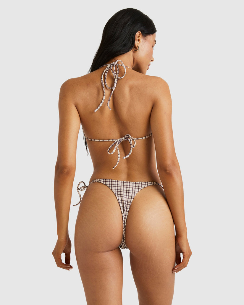 Womens Claire Plaid Tie Side Ultra Skimpy Bikini Bottom
