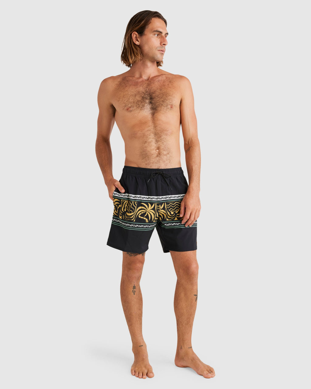 Mens Fronds Divide Elastic 17" Boardshorts