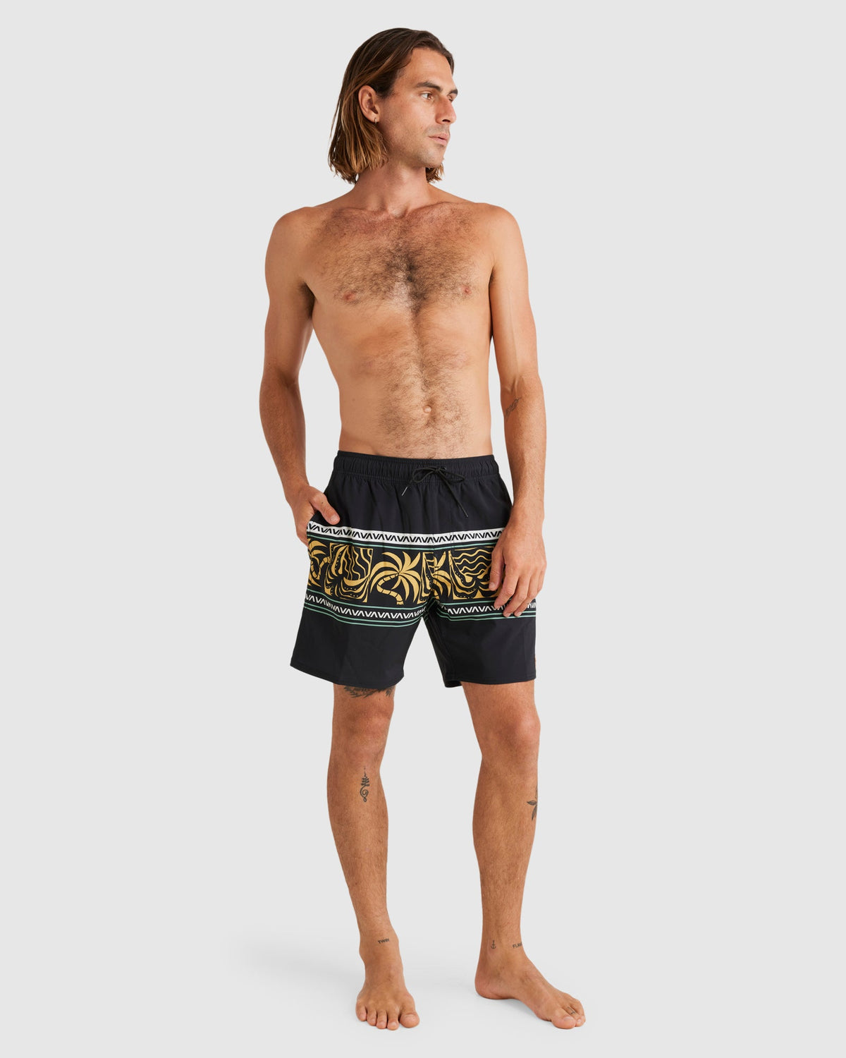 Mens Fronds Divide Elastic 17" Boardshorts