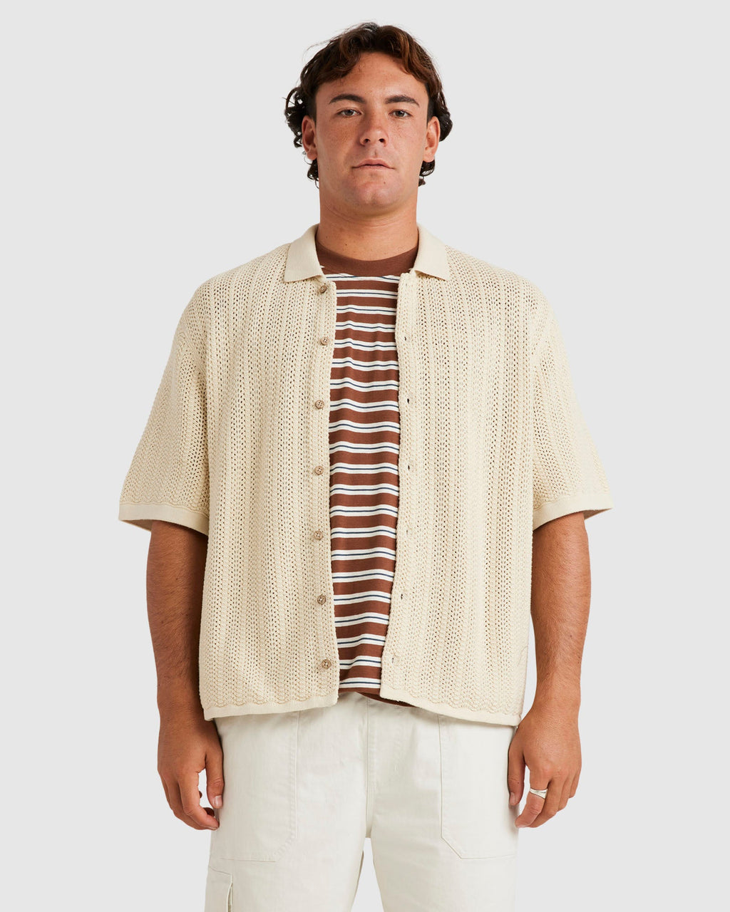Mens Crochet Short Sleeve Shirt