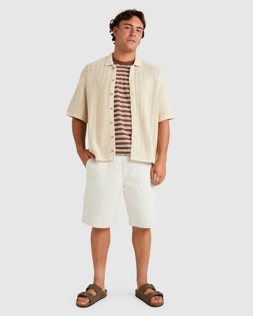 Mens Crochet Short Sleeve Shirt