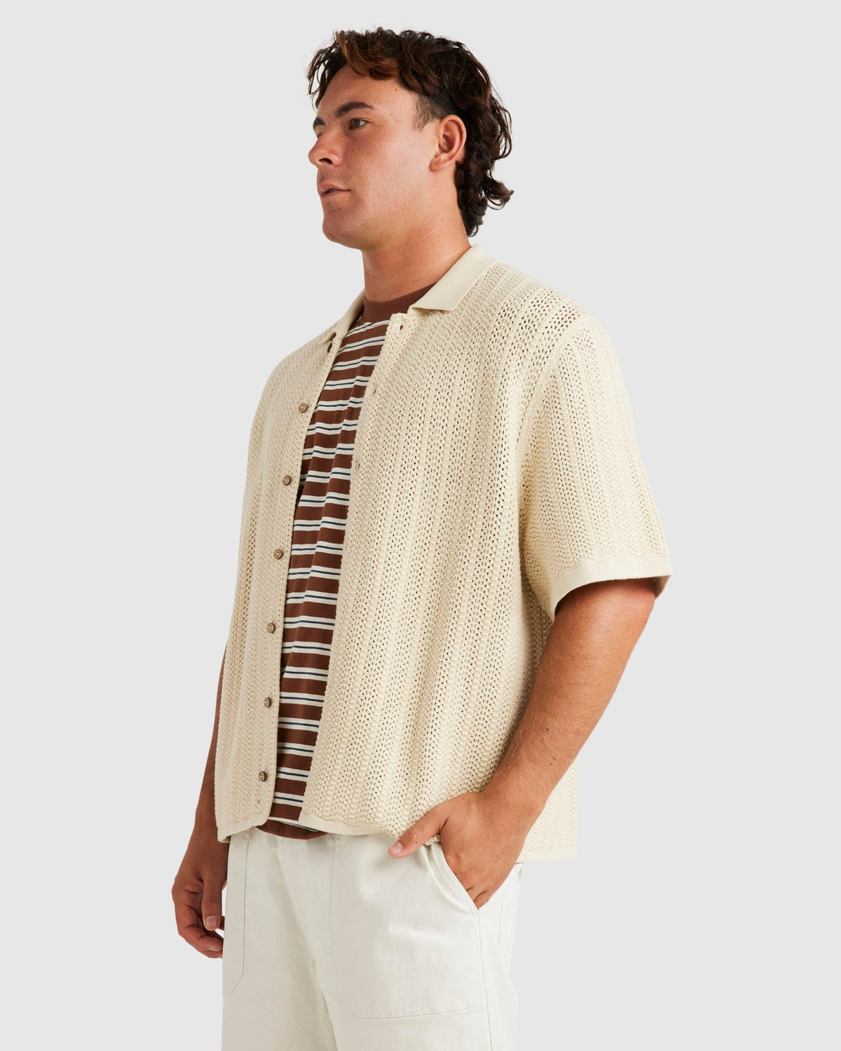 Mens Crochet Short Sleeve Shirt