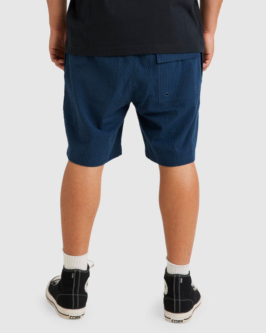 Mens Seered Stripe Elastic Walkshorts