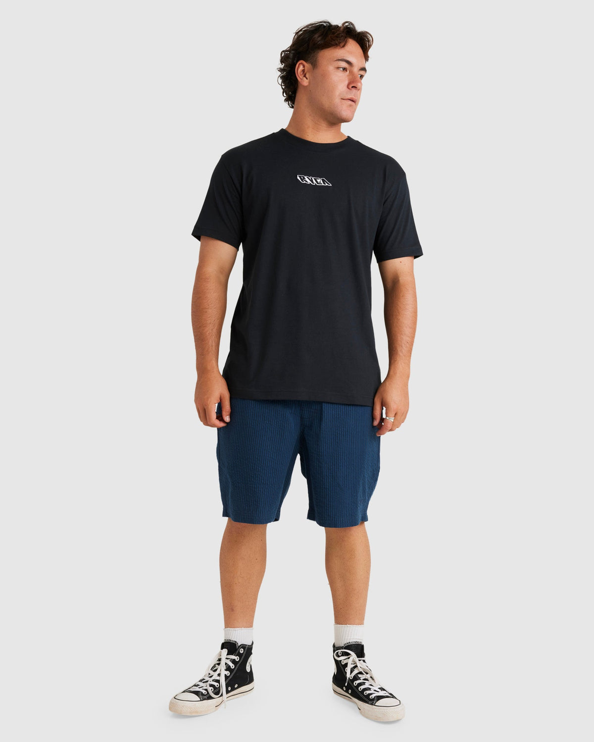 Mens Seered Stripe Elastic Walkshorts