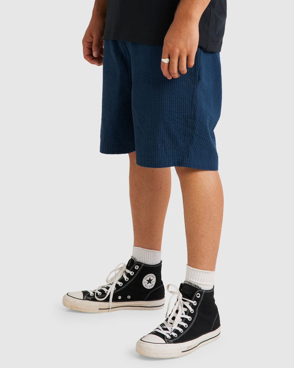 Mens Seered Stripe Elastic Walkshorts