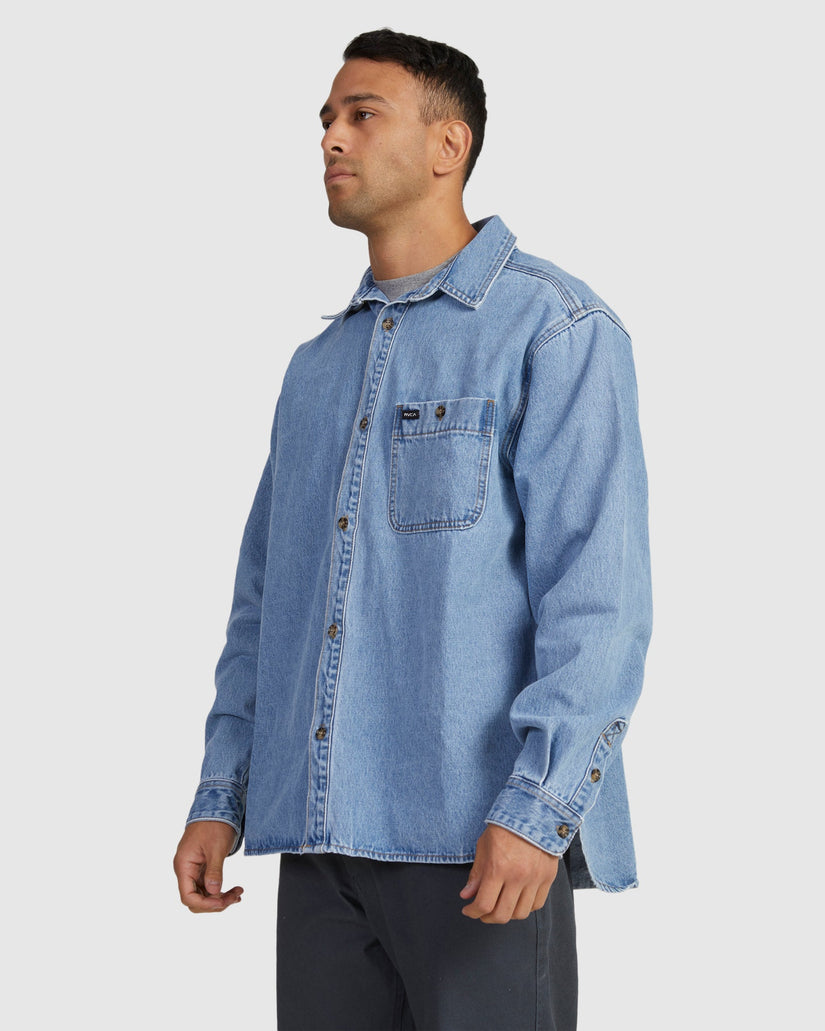 Mens Wide Load Denim Long Sleeve Shirt