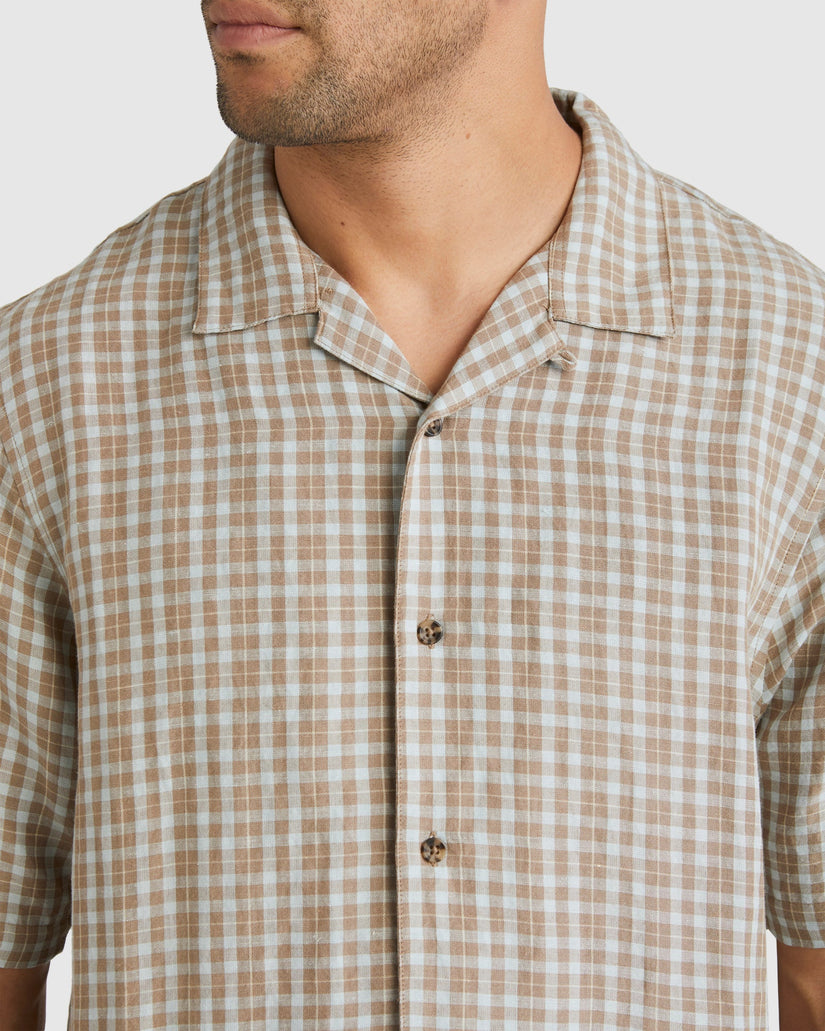 Mens Plaid Short Sleeve Shirt