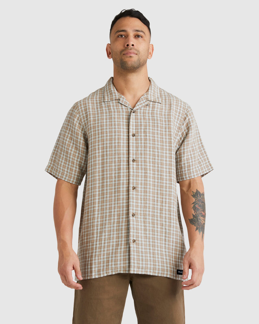 Mens Plaid Short Sleeve Shirt