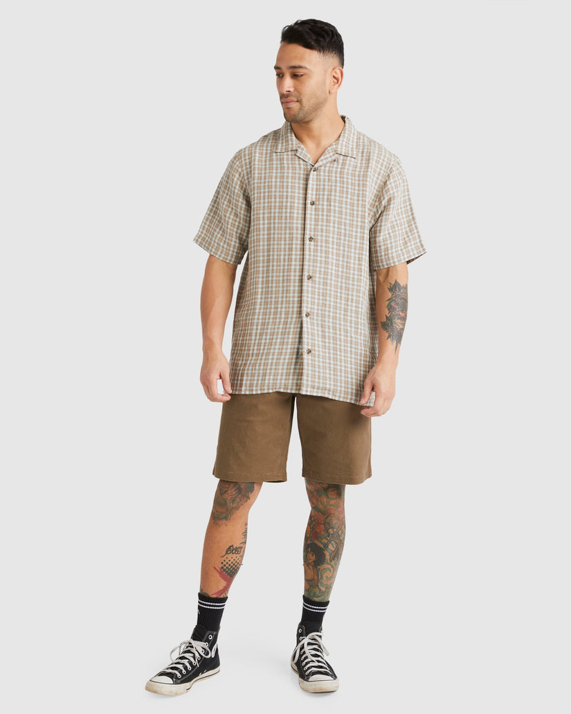 Mens Plaid Short Sleeve Shirt