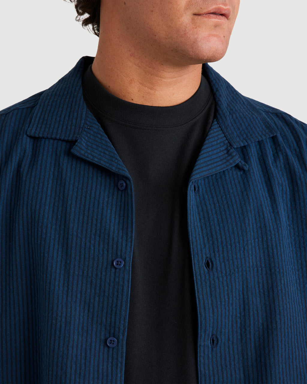 Mens Seered Stripe Short Sleeve Shirt