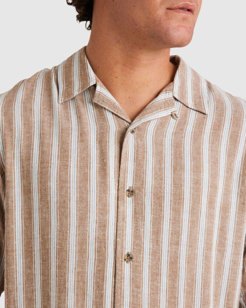 Mens Beat Stripe Vintage Short Sleeve Shirt