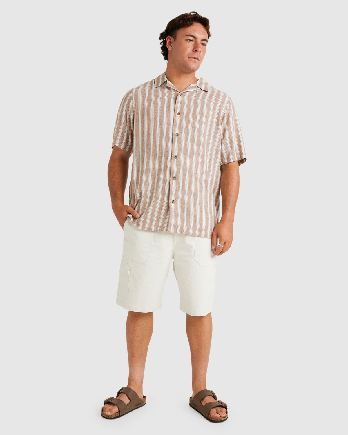 Mens Beat Stripe Vintage Short Sleeve Shirt