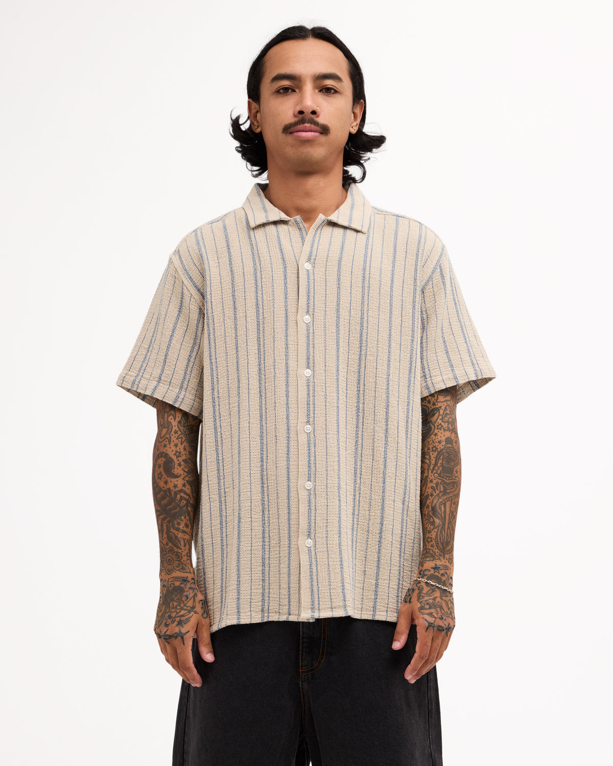 Mens Vacancy Stripe Short Sleeve Shirt