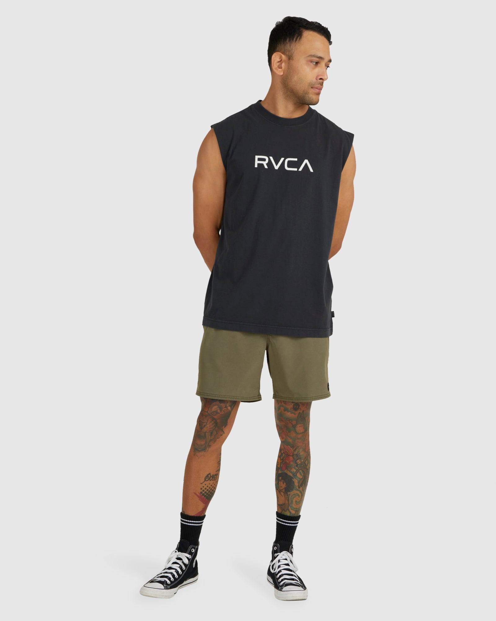 Mens Big RVCA Washed Muscle Shirt