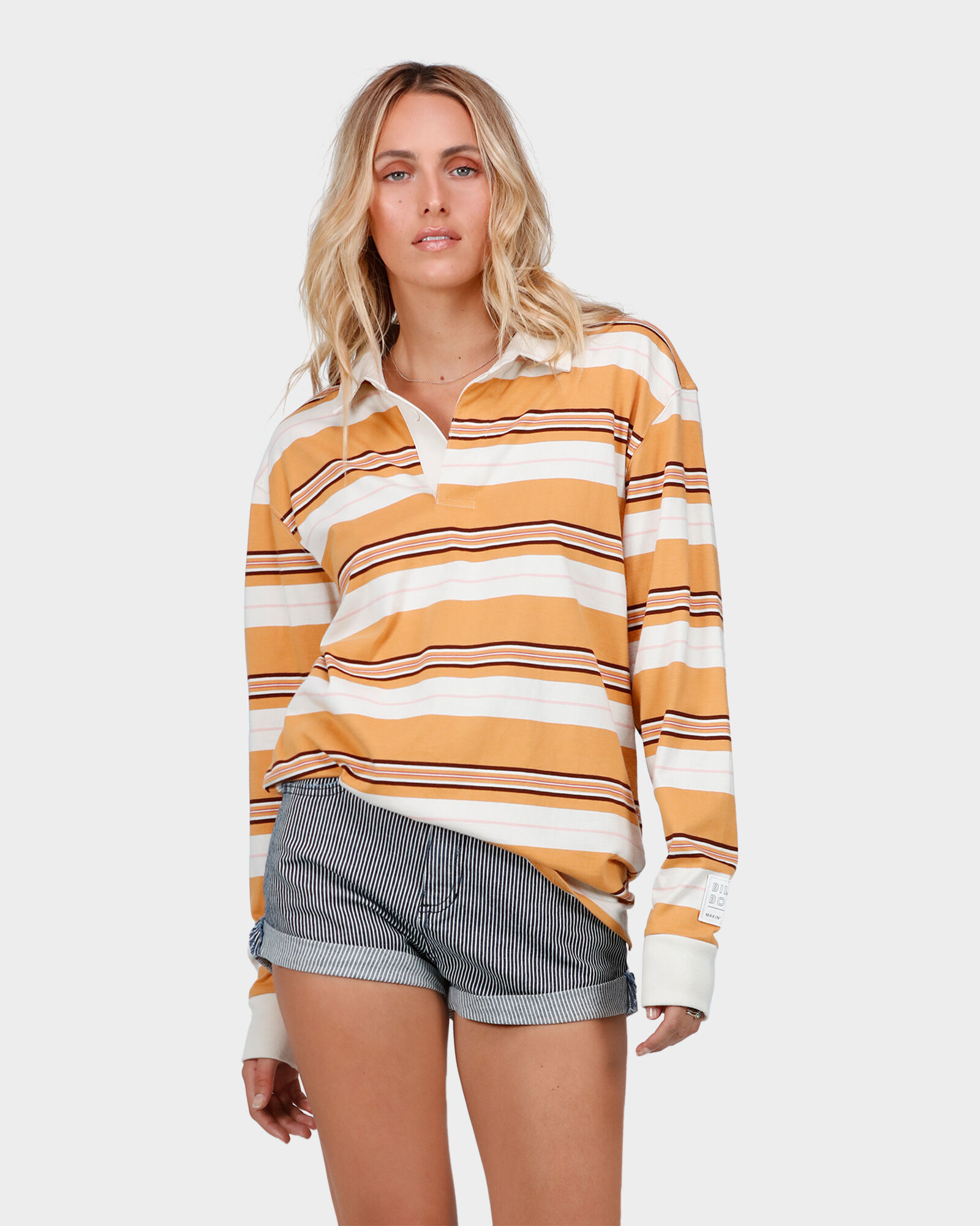 Tan DOUBLE UP RUGBY LONG SLEEVE TOP 