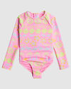 BEACH DAY TOGETHER - LONG SLEEVE ONE-PIECE SWIMSUIT FOR GIRLS 2-7